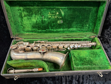 Photo Vintage Silver Plated C.G. Conn C-Melody Saxophone, Serial #99544